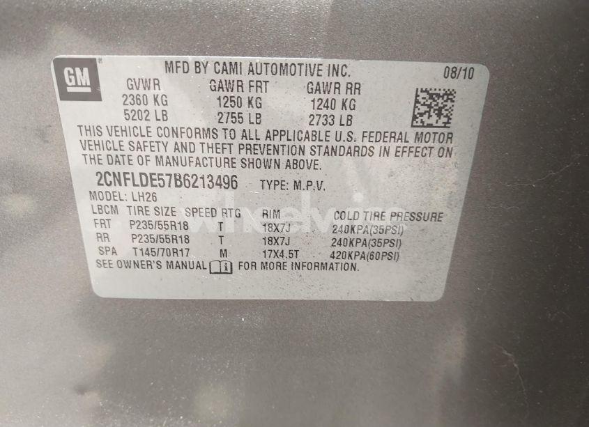 Photo 9 of 2011 Chevrolet Equinox 1LT (VIN 2CNFLDE57B6213496)