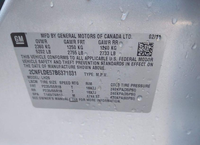 Photo 9 of 2011 Chevrolet Equinox 1LT (VIN 2CNFLDE57B6371031)