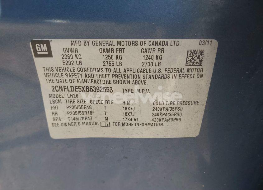 Photo 9 of 2011 Chevrolet Equinox 1LT (VIN 2CNFLDE5XB6392553)