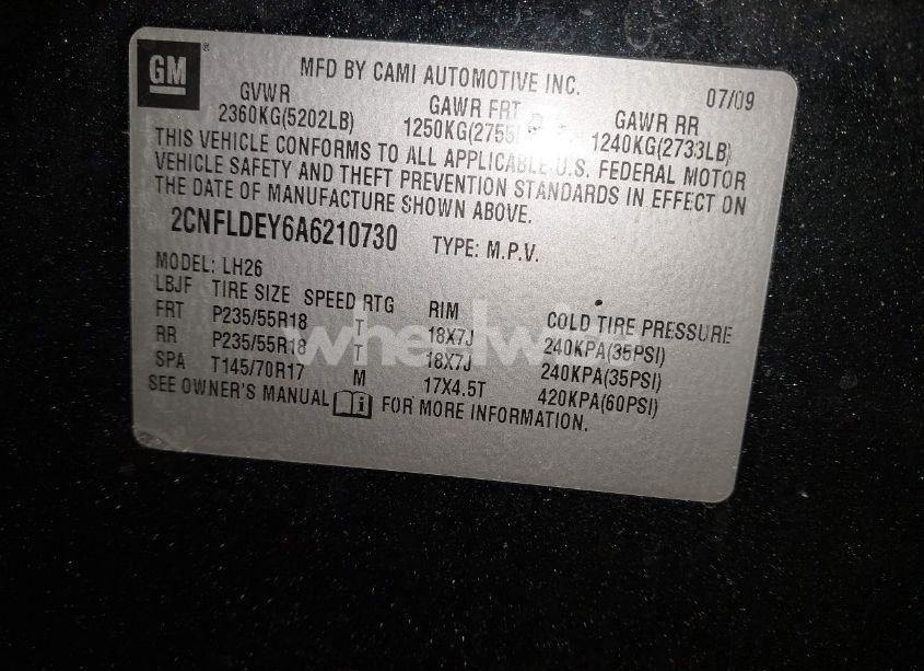 Photo 9 of 2010 Chevrolet Equinox LT (VIN 2CNFLDEY6A6210730)