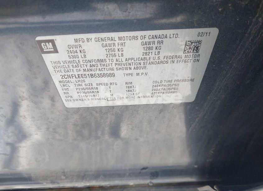 Photo 9 of 2011 Chevrolet Equinox 1LT (VIN 2CNFLEE51B6358989)