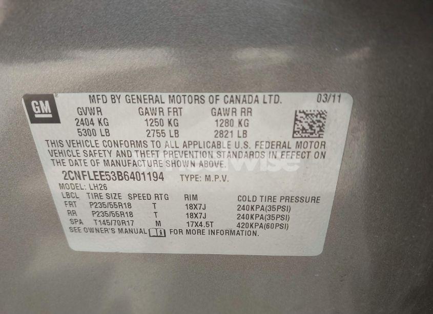 Photo 9 of 2011 Chevrolet Equinox 1LT (VIN 2CNFLEE53B6401194)