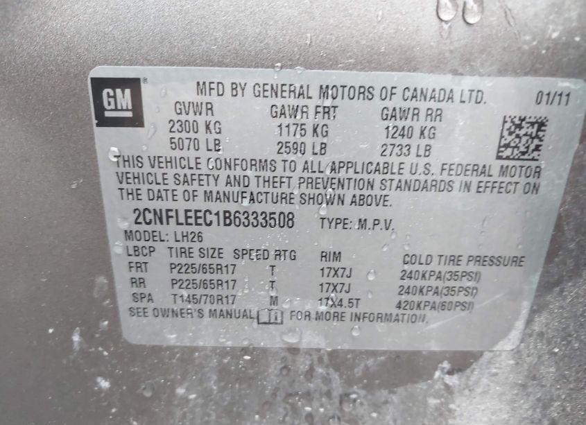 Photo 9 of 2011 Chevrolet Equinox 1LT (VIN 2CNFLEEC1B6333508)
