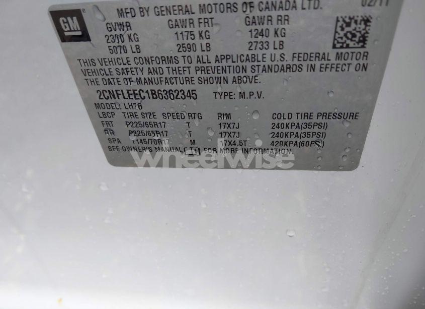 Photo 9 of 2011 Chevrolet Equinox 1LT (VIN 2CNFLEEC1B6362345)