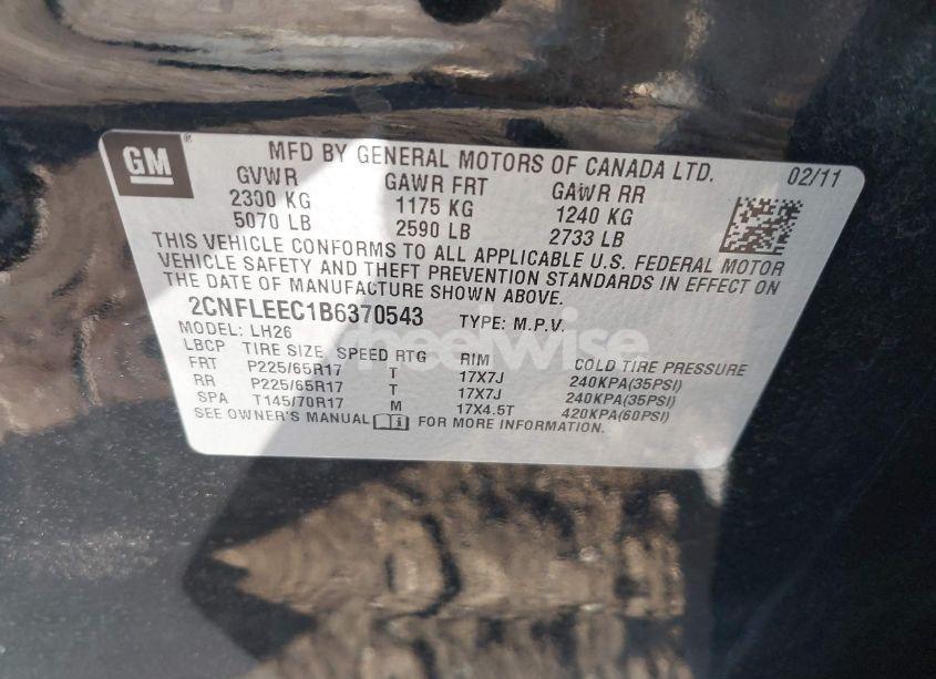 Photo 9 of 2011 Chevrolet Equinox 1LT (VIN 2CNFLEEC1B6370543)