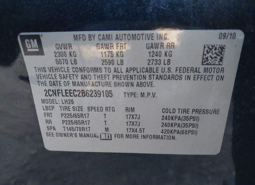 Photo 9 of 2011 Chevrolet Equinox 1LT (VIN 2CNFLEEC2B6239105)