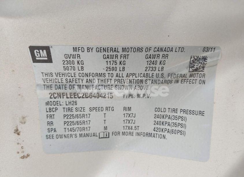 Photo 9 of 2011 Chevrolet Equinox 1LT (VIN 2CNFLEEC2B6404215)