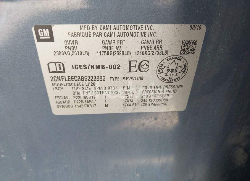 Photo 9 of 2011 Chevrolet Equinox 1LT (VIN 2CNFLEEC3B6223995)