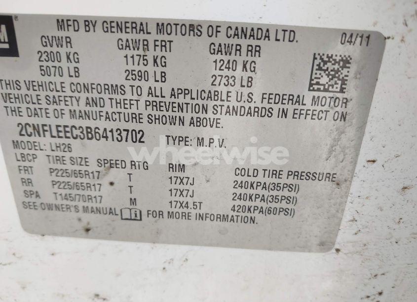 Photo 9 of 2011 Chevrolet Equinox 1LT (VIN 2CNFLEEC3B6413702)