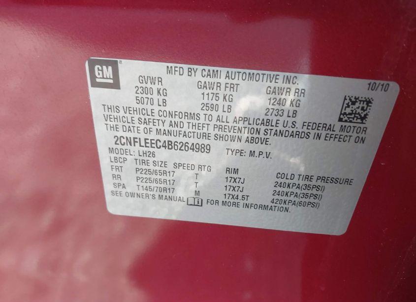 Photo 9 of 2011 Chevrolet Equinox 1LT (VIN 2CNFLEEC4B6264989)