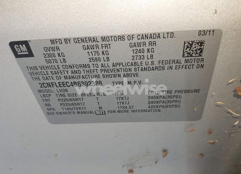 Photo 9 of 2011 Chevrolet Equinox 1LT (VIN 2CNFLEEC4B6392388)