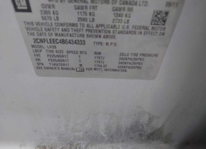 Photo 9 of 2011 Chevrolet Equinox 1LT (VIN 2CNFLEEC4B6434333)