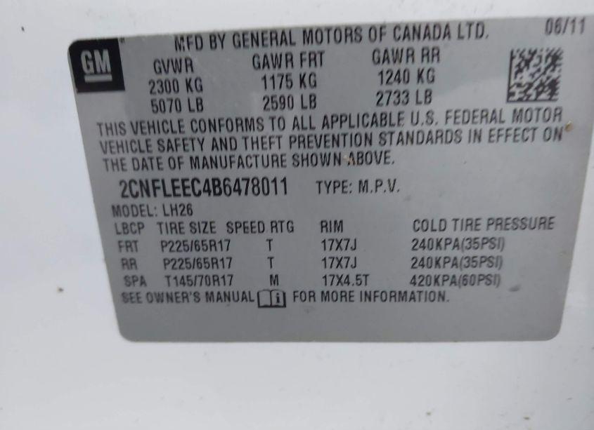 Photo 9 of 2011 Chevrolet Equinox 1LT (VIN 2CNFLEEC4B6478011)