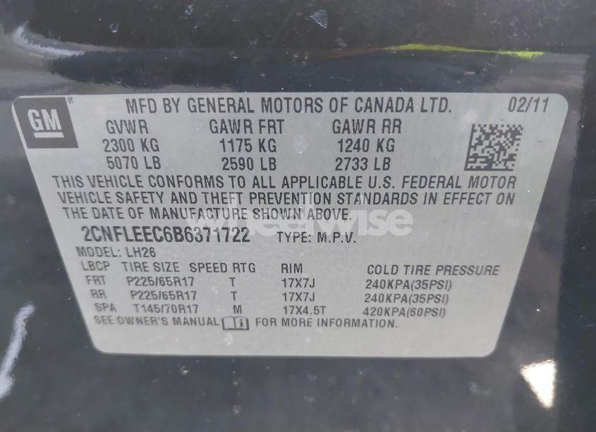 Photo 9 of 2011 Chevrolet Equinox 1LT (VIN 2CNFLEEC6B6371722)