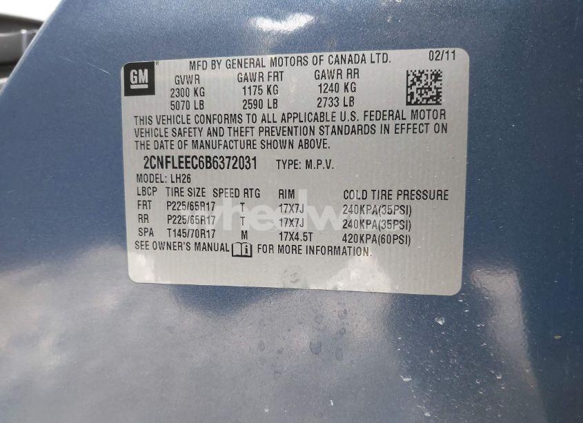 Photo 9 of 2011 Chevrolet Equinox 1LT (VIN 2CNFLEEC6B6372031)