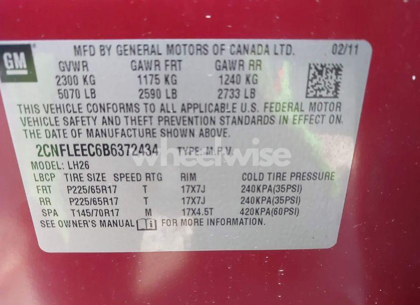 Photo 9 of 2011 Chevrolet Equinox 1LT (VIN 2CNFLEEC6B6372434)