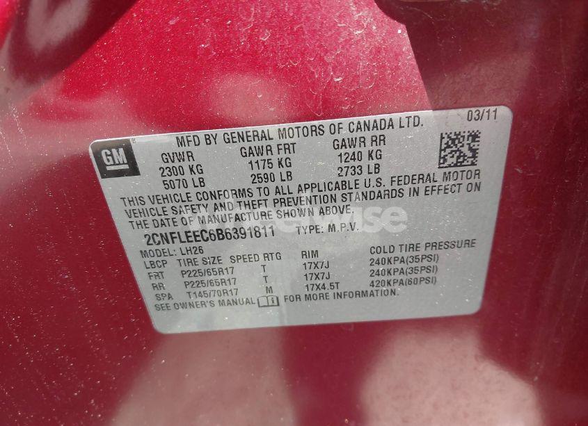 Photo 9 of 2011 Chevrolet Equinox 1LT (VIN 2CNFLEEC6B6391811)