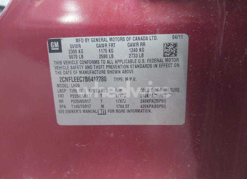 Photo 9 of 2011 Chevrolet Equinox 1LT (VIN 2CNFLEEC7B6412780)