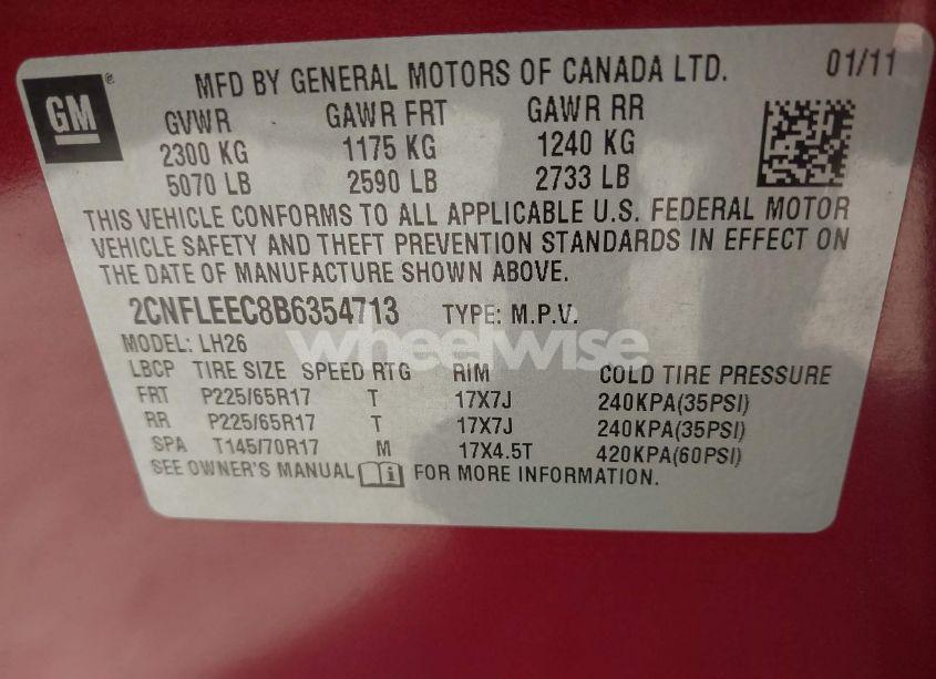 Photo 9 of 2011 Chevrolet Equinox 1LT (VIN 2CNFLEEC8B6354713)