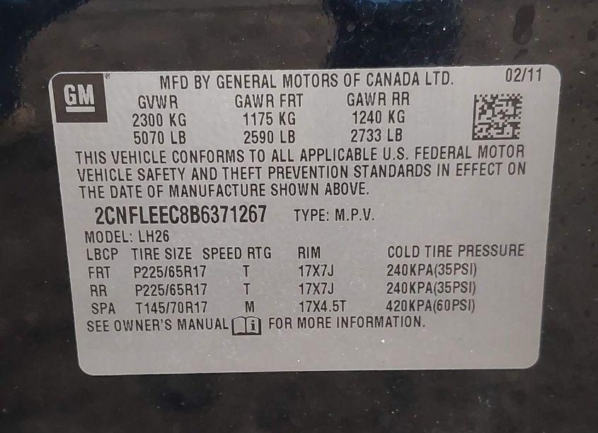 Photo 9 of 2011 Chevrolet Equinox 1LT (VIN 2CNFLEEC8B6371267)