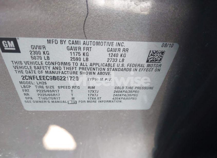 Photo 9 of 2011 Chevrolet Equinox 1LT (VIN 2CNFLEEC9B6221720)