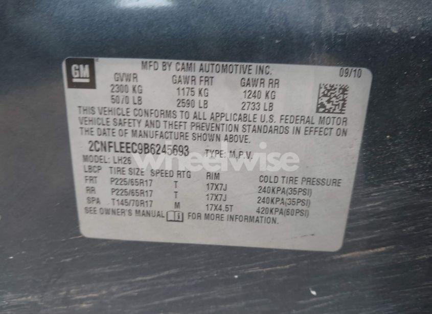 Photo 9 of 2011 Chevrolet Equinox 1LT (VIN 2CNFLEEC9B6245693)