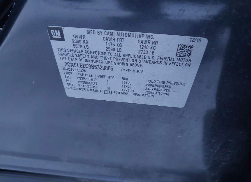 Photo 9 of 2011 Chevrolet Equinox 1LT (VIN 2CNFLEEC9B6329805)