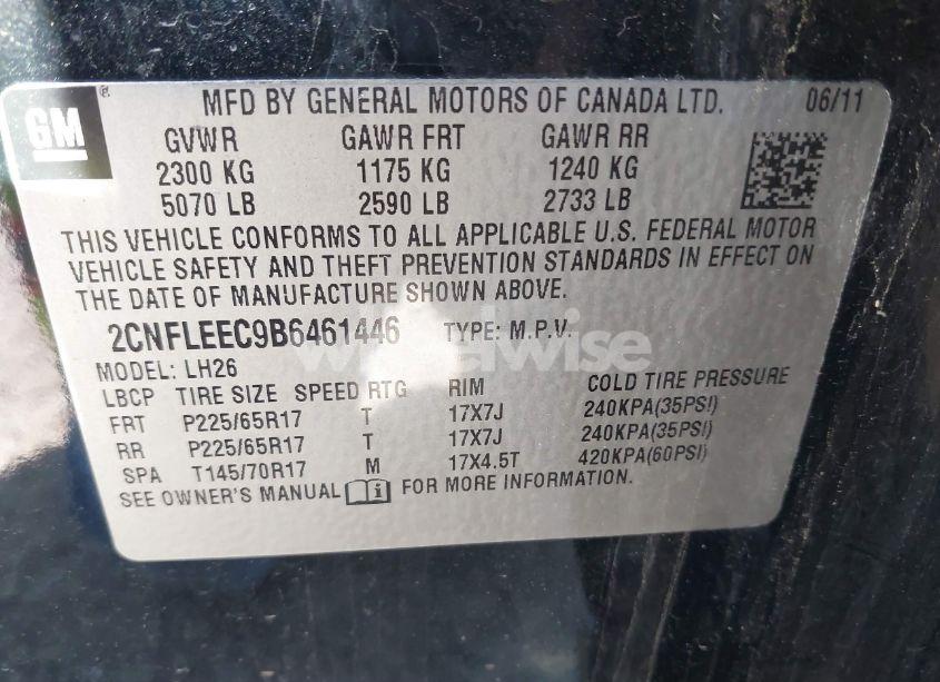 Photo 9 of 2011 Chevrolet Equinox 1LT (VIN 2CNFLEEC9B6461446)