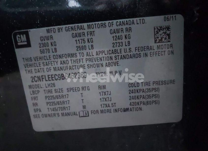 Photo 9 of 2011 Chevrolet Equinox 1LT (VIN 2CNFLEEC9B6462869)