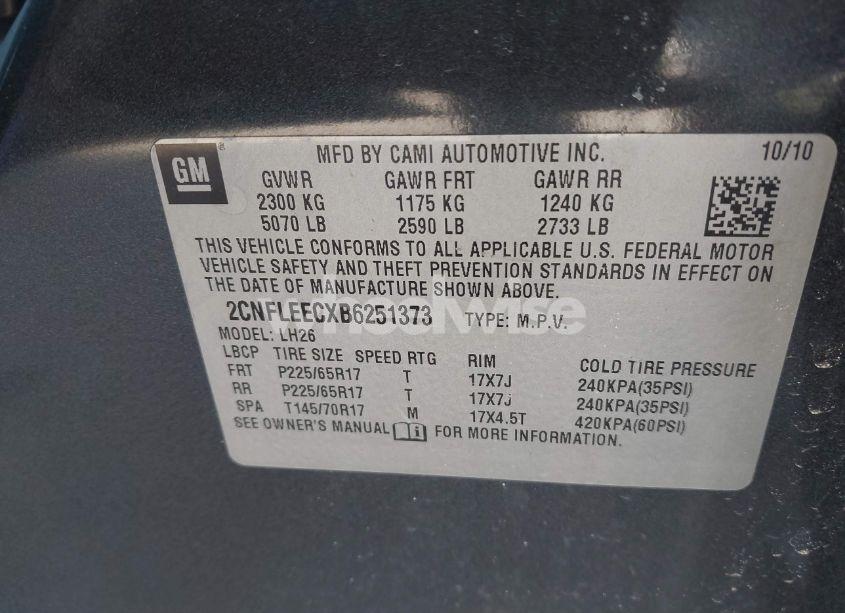 Photo 9 of 2011 Chevrolet Equinox 1LT (VIN 2CNFLEECXB6251373)