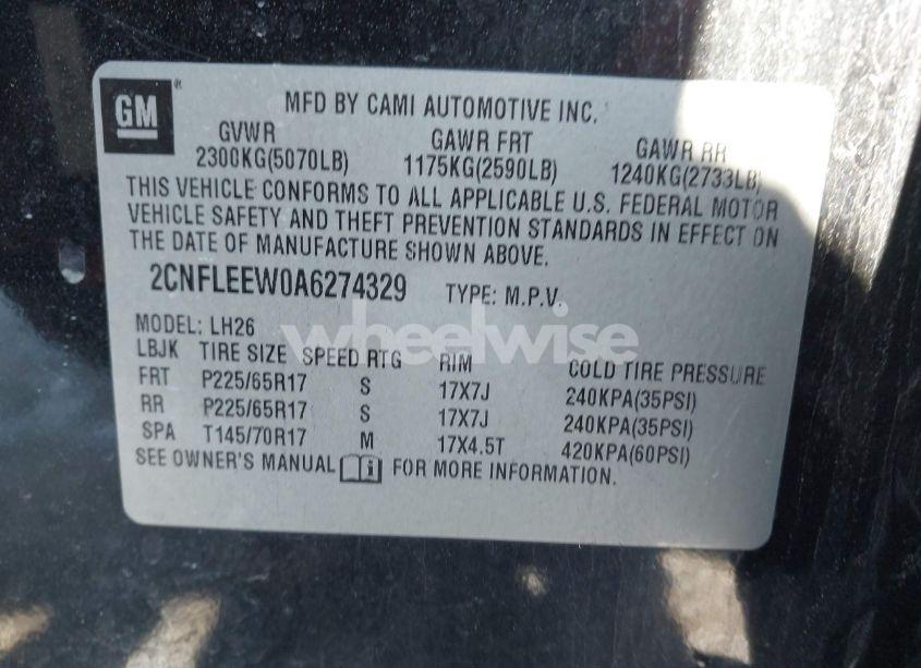 Photo 9 of 2010 Chevrolet Equinox LT (VIN 2CNFLEEW0A6274329)