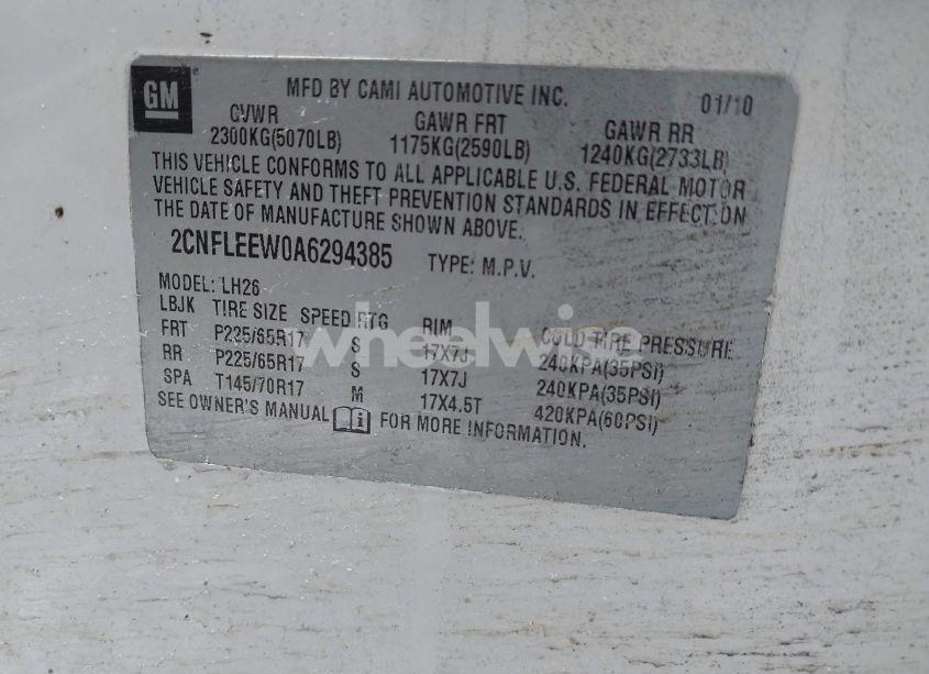 Photo 9 of 2010 Chevrolet Equinox LT (VIN 2CNFLEEW0A6294385)