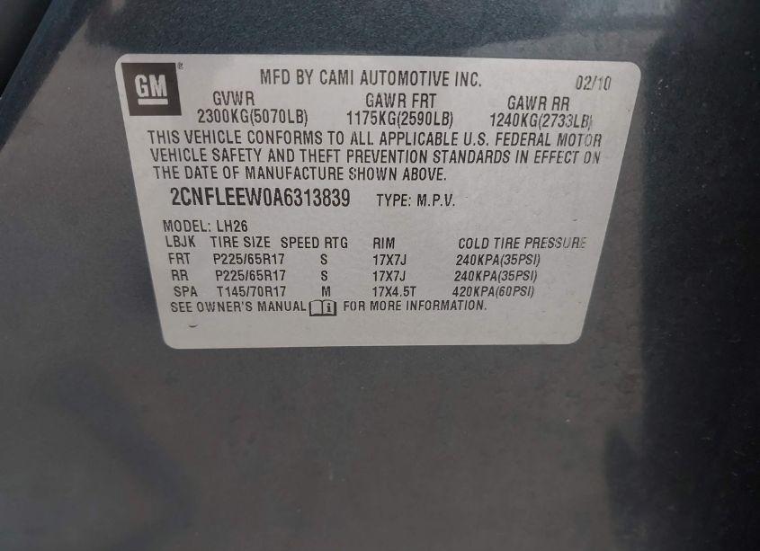 Photo 9 of 2010 Chevrolet Equinox LT (VIN 2CNFLEEW0A6313839)