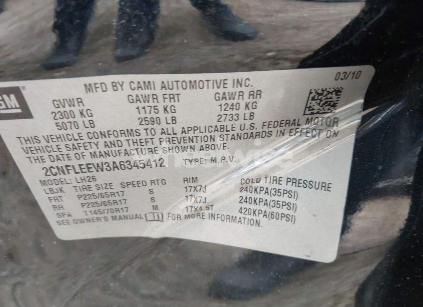 Photo 9 of 2010 Chevrolet Equinox LT (VIN 2CNFLEEW3A6345412)