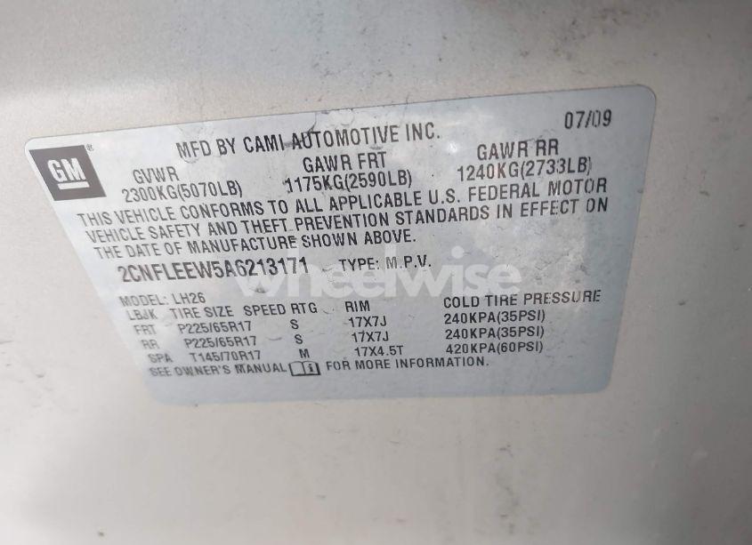 Photo 9 of 2010 Chevrolet Equinox LT (VIN 2CNFLEEW5A6213171)