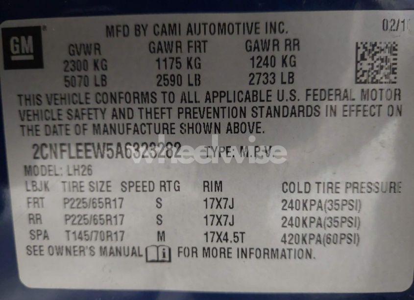 Photo 9 of 2010 Chevrolet Equinox LT (VIN 2CNFLEEW5A6323282)