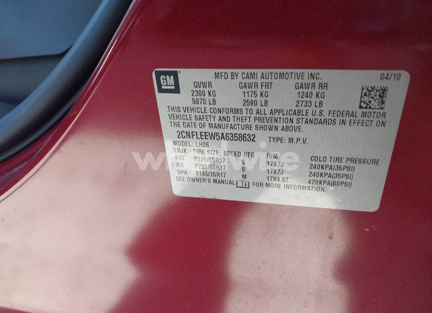 Photo 9 of 2010 Chevrolet Equinox LT (VIN 2CNFLEEW5A6358632)