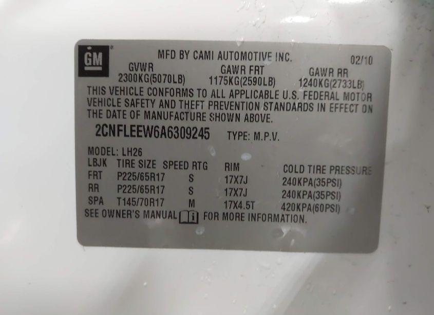 Photo 9 of 2010 Chevrolet Equinox LT (VIN 2CNFLEEW6A6309245)