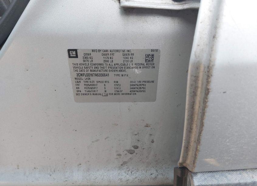 Photo 9 of 2010 Chevrolet Equinox LT (VIN 2CNFLEEW7A6356641)