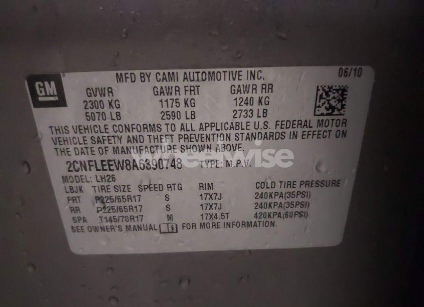 Photo 9 of 2010 Chevrolet Equinox LT (VIN 2CNFLEEW8A6390748)