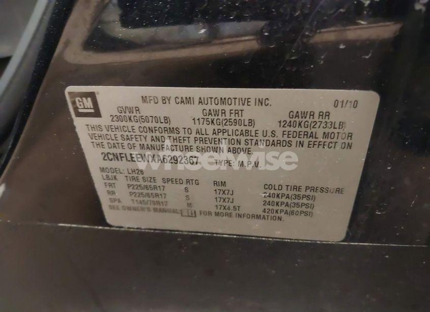 Photo 9 of 2010 Chevrolet Equinox LT (VIN 2CNFLEEWXA6292367)