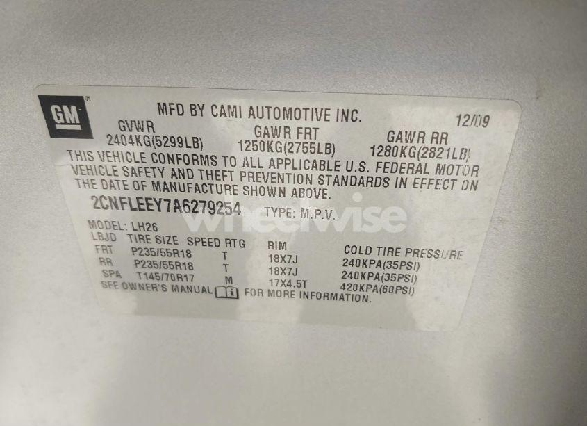 Photo 9 of 2010 Chevrolet Equinox LT (VIN 2CNFLEEY7A6279254)