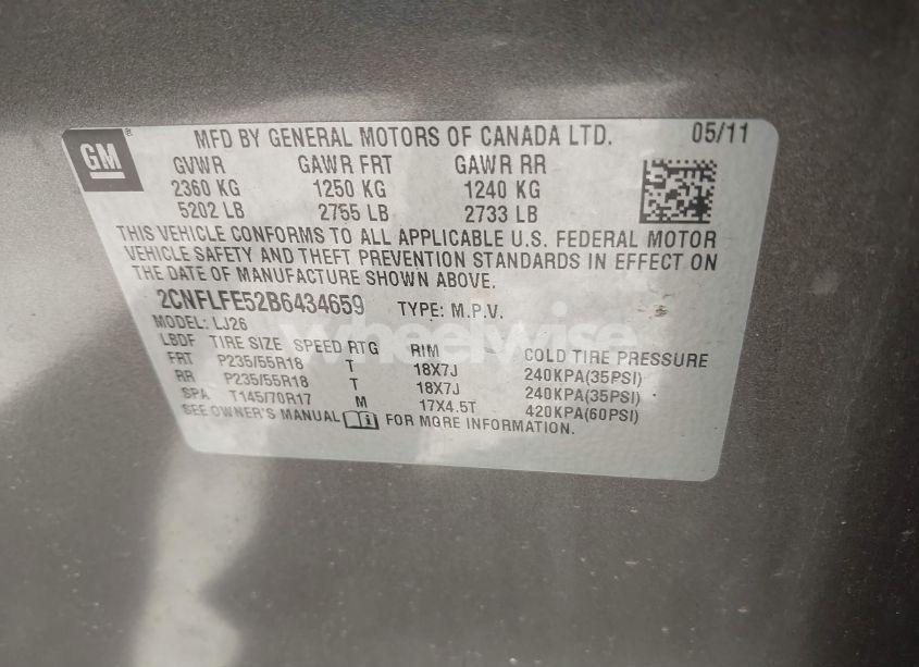 Photo 9 of 2011 Chevrolet Equinox LTZ (VIN 2CNFLFE52B6434659)