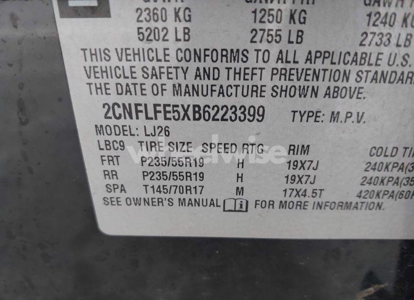 Photo 9 of 2011 Chevrolet Equinox LTZ (VIN 2CNFLFE5XB6223399)