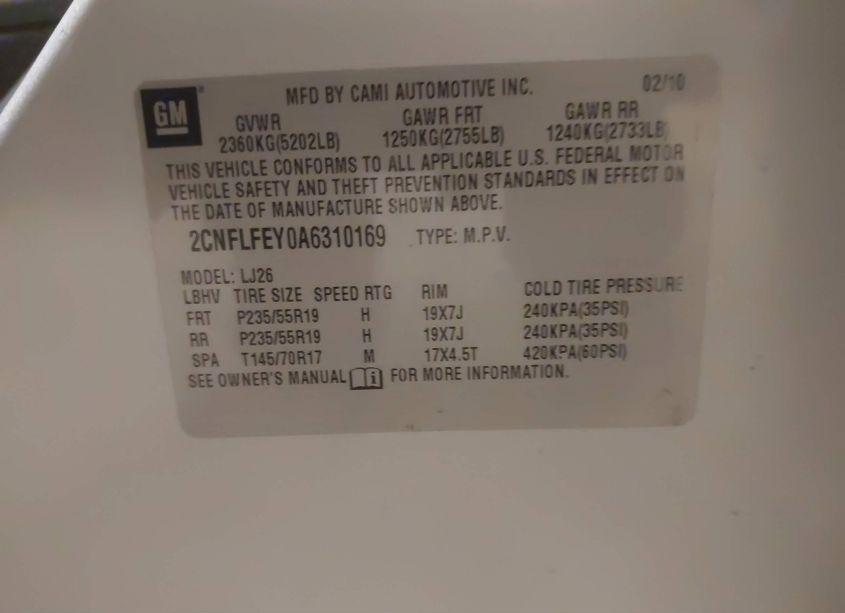 Photo 9 of 2010 Chevrolet Equinox LTZ (VIN 2CNFLFEY0A6310169)