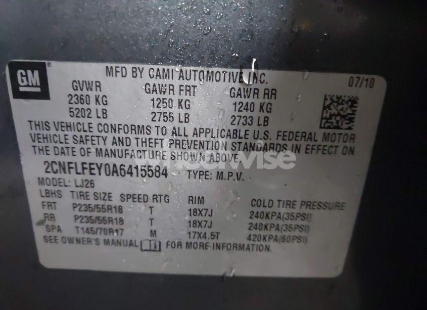 Photo 9 of 2010 Chevrolet Equinox LTZ (VIN 2CNFLFEY0A6415584)