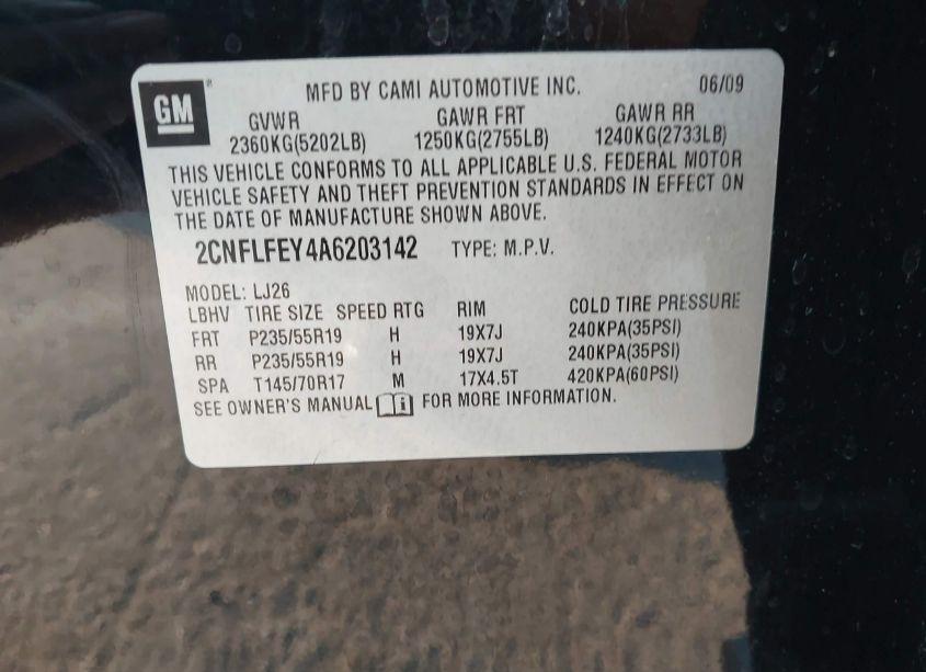 Photo 9 of 2010 Chevrolet Equinox LTZ (VIN 2CNFLFEY4A6203142)