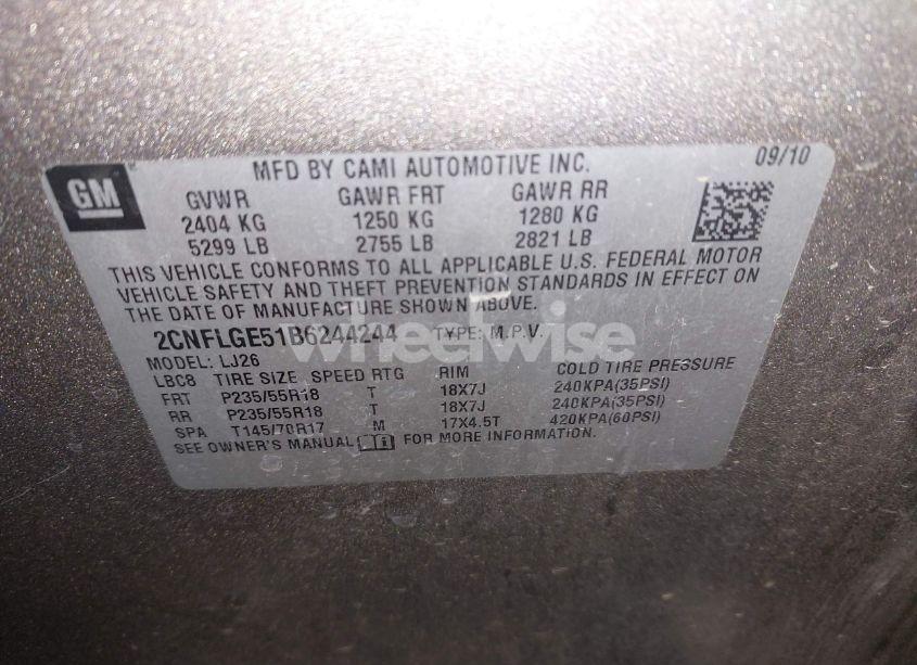 Photo 9 of 2011 Chevrolet Equinox LTZ (VIN 2CNFLGE51B6244244)