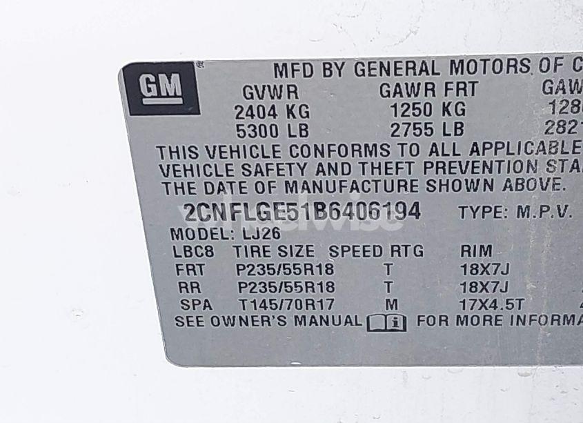 Photo 9 of 2011 Chevrolet Equinox LTZ (VIN 2CNFLGE51B6406194)