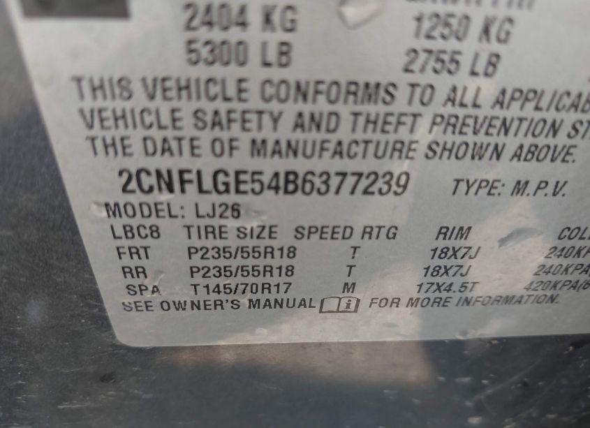 Photo 9 of 2011 Chevrolet Equinox LTZ (VIN 2CNFLGE54B6377239)